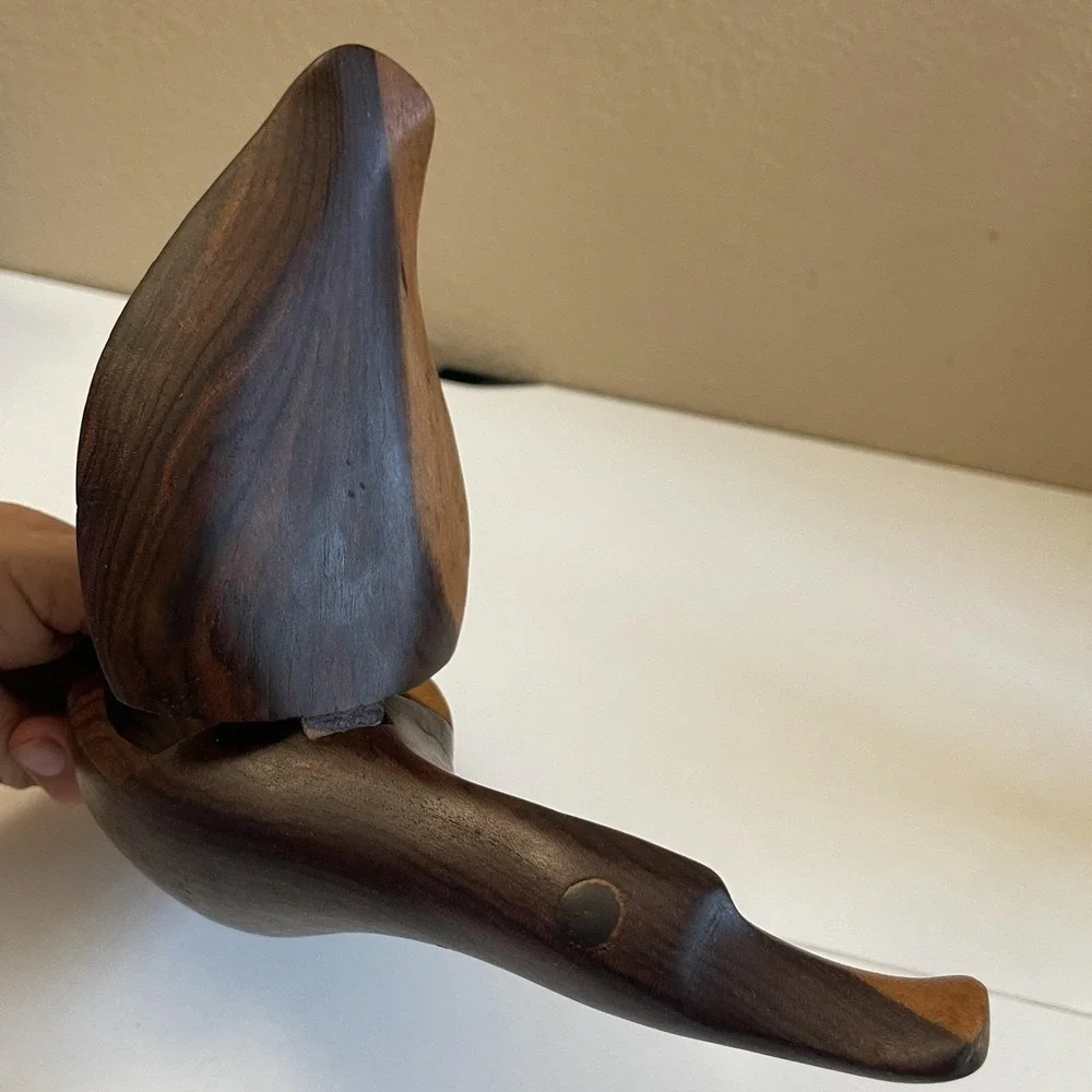 Vtg Mcm Hand Carved Wood Duck Trinket Box Hinged Sculpture Folk Art 1960's